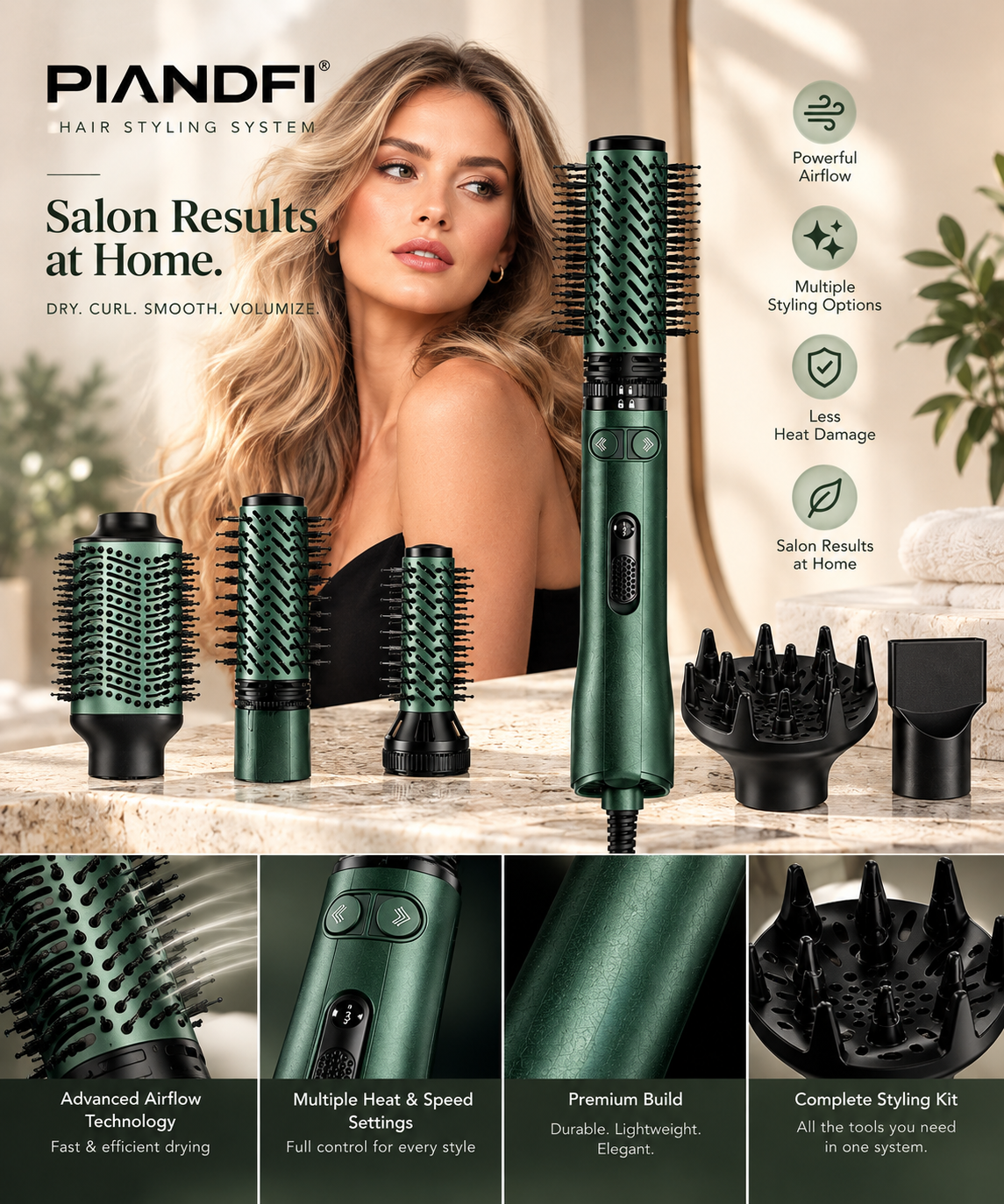 4-IN-1 Rotating Hair Dryer Brush Set