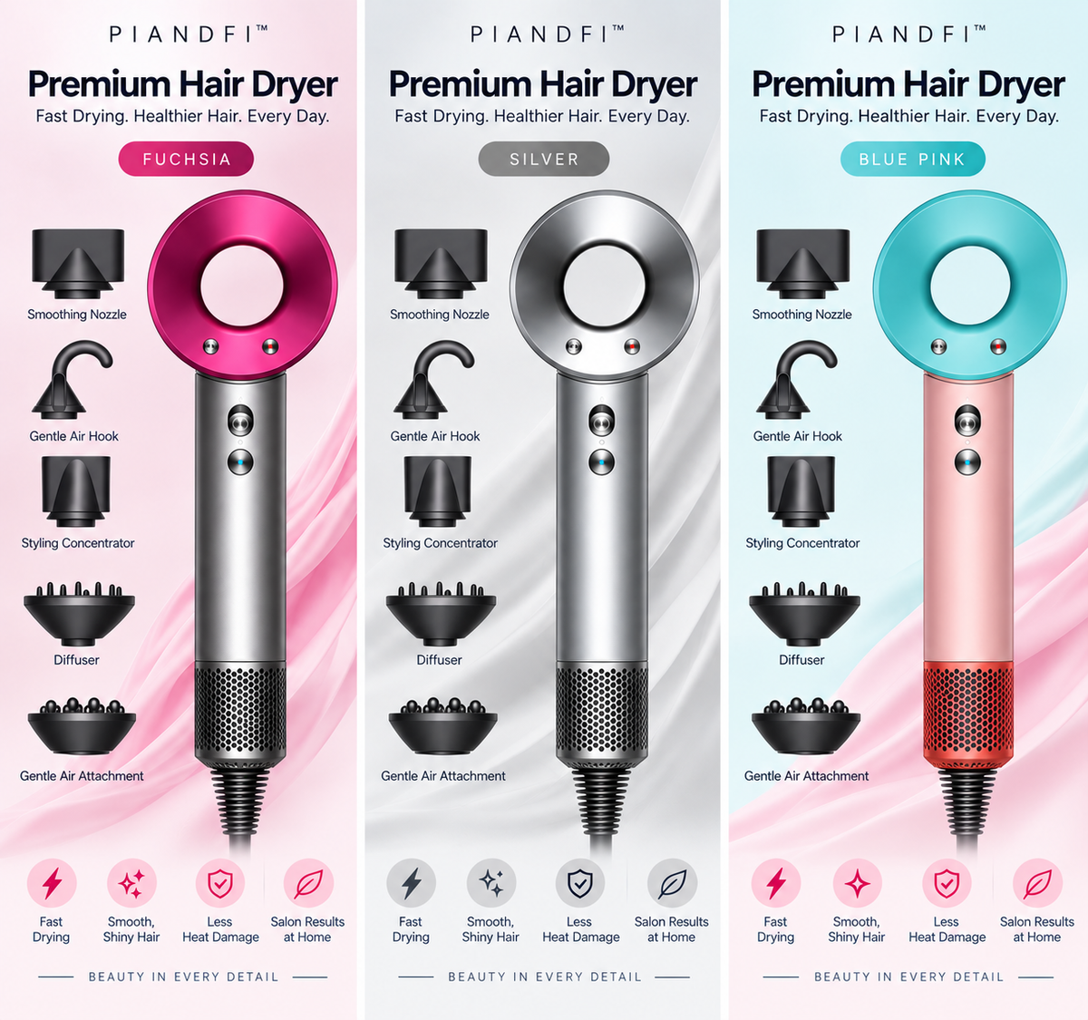 Piandfi™ Supersonic Hair Dryer (5 attachments)