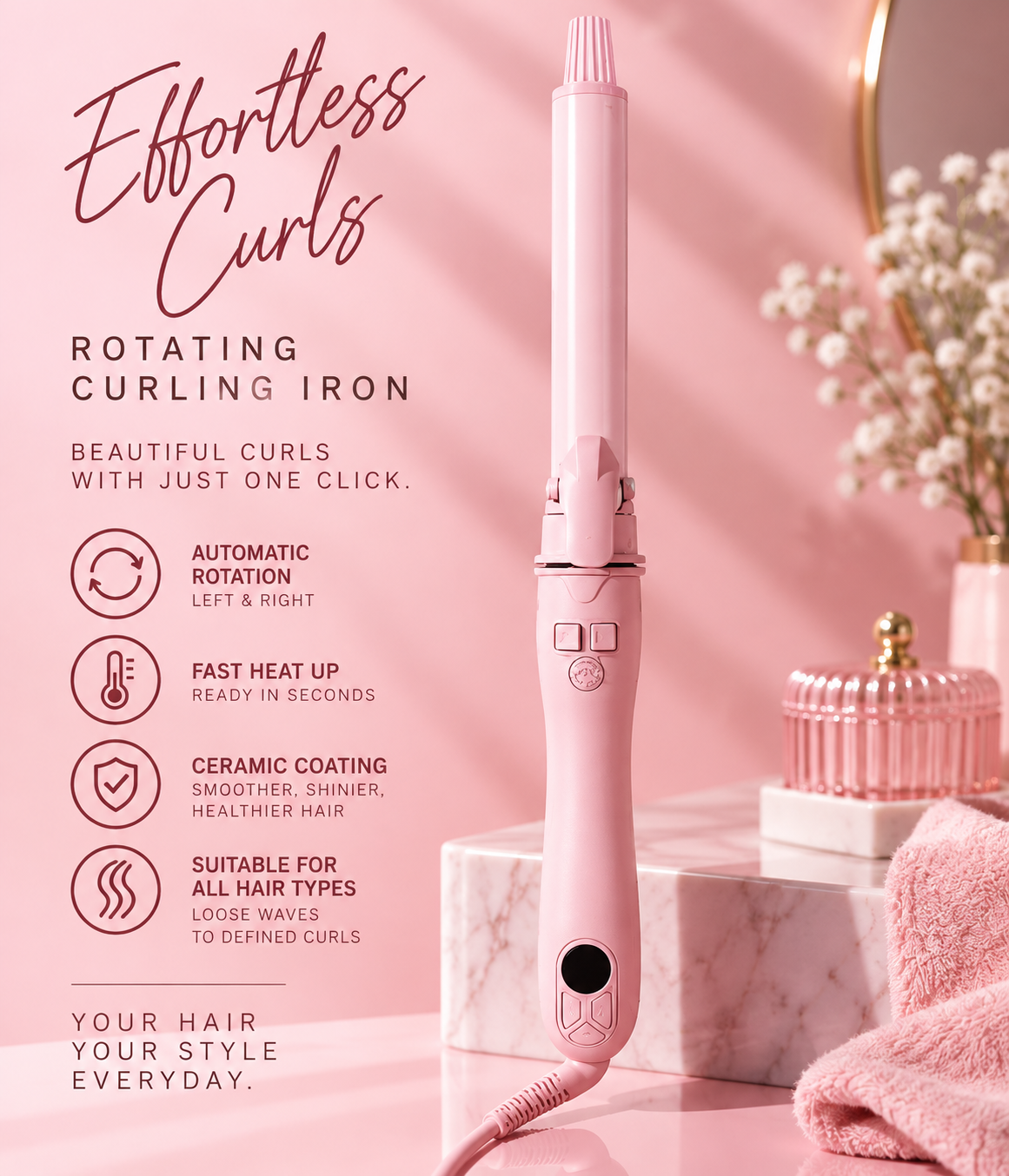 Piandfi™ Beachwaver rotating curling Iron