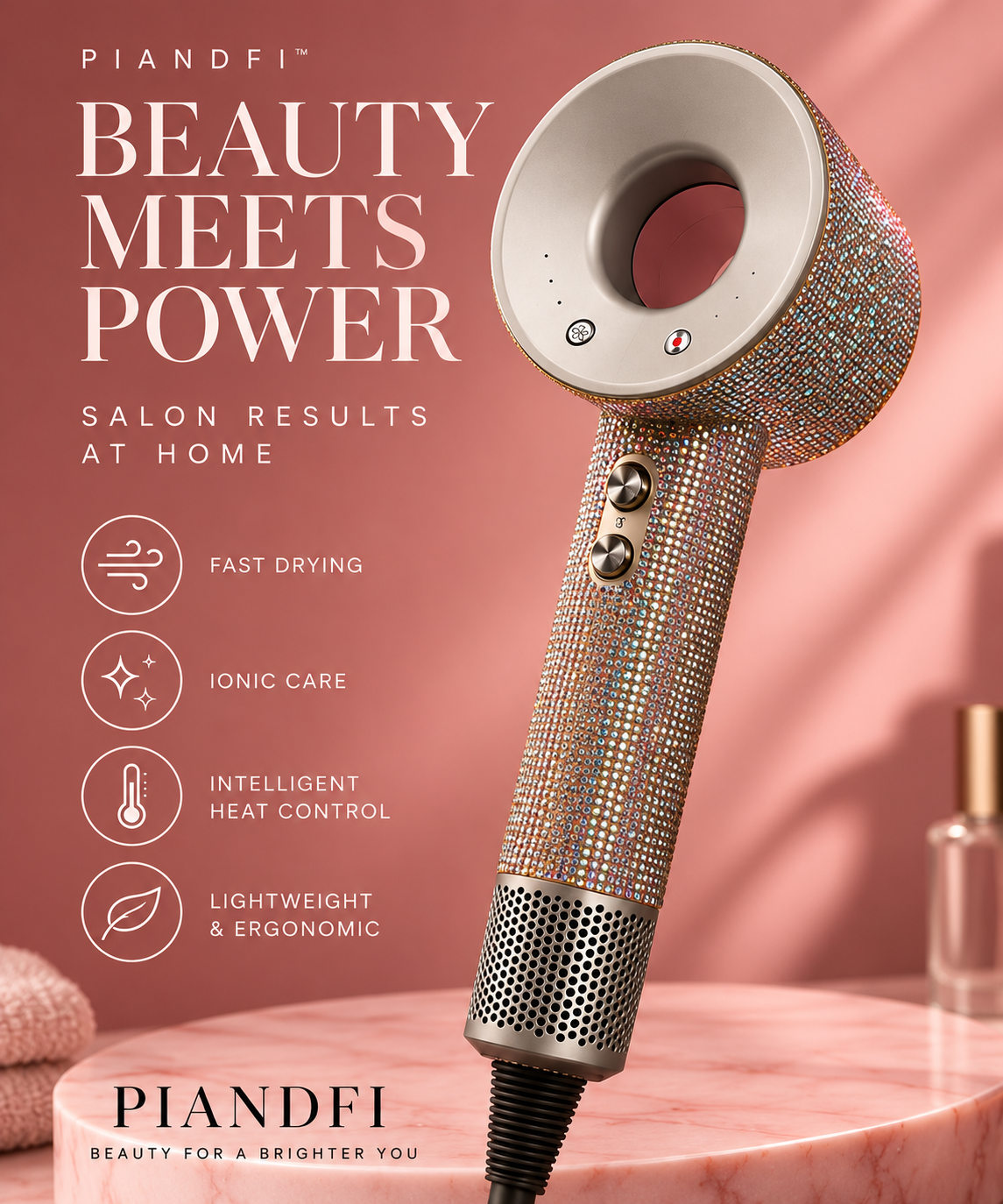 Piandfi™ Supersonic Diamond Hair Dryer (5 attachments)