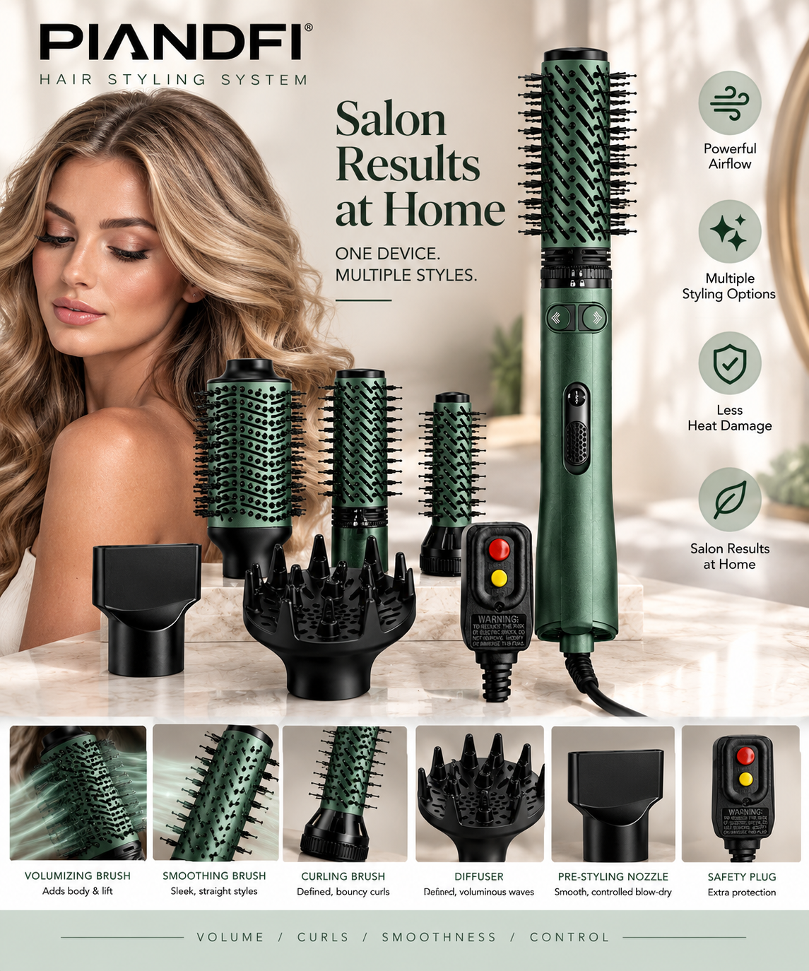 4-IN-1 Rotating Hair Dryer Brush Set